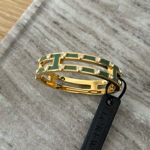 J.Crew Bracelet in Gold and green enamel with rhinestones